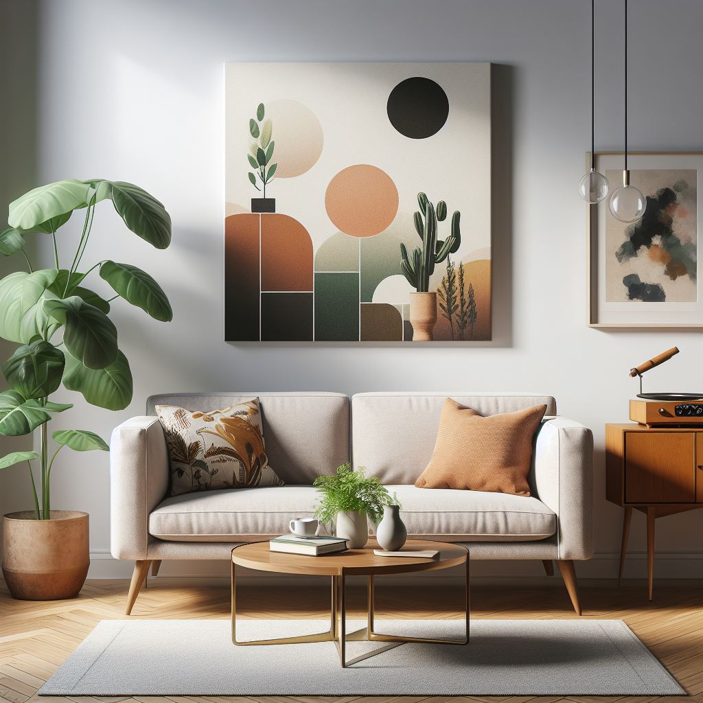 Example of a wall art mockup created with Placeit, showcasing your design in a stylish room setting