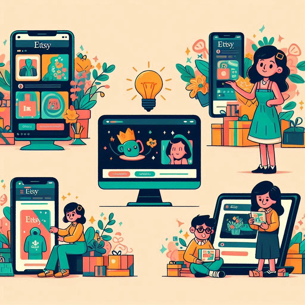 Include a visual representation of Etsy Offsite Ads on different platforms. This could be a collage showcasing examples of Facebook, Instagram, and Google Ads promoting Etsy listings. Add a caption explaining how Offsite Ads can help expand your customer base.