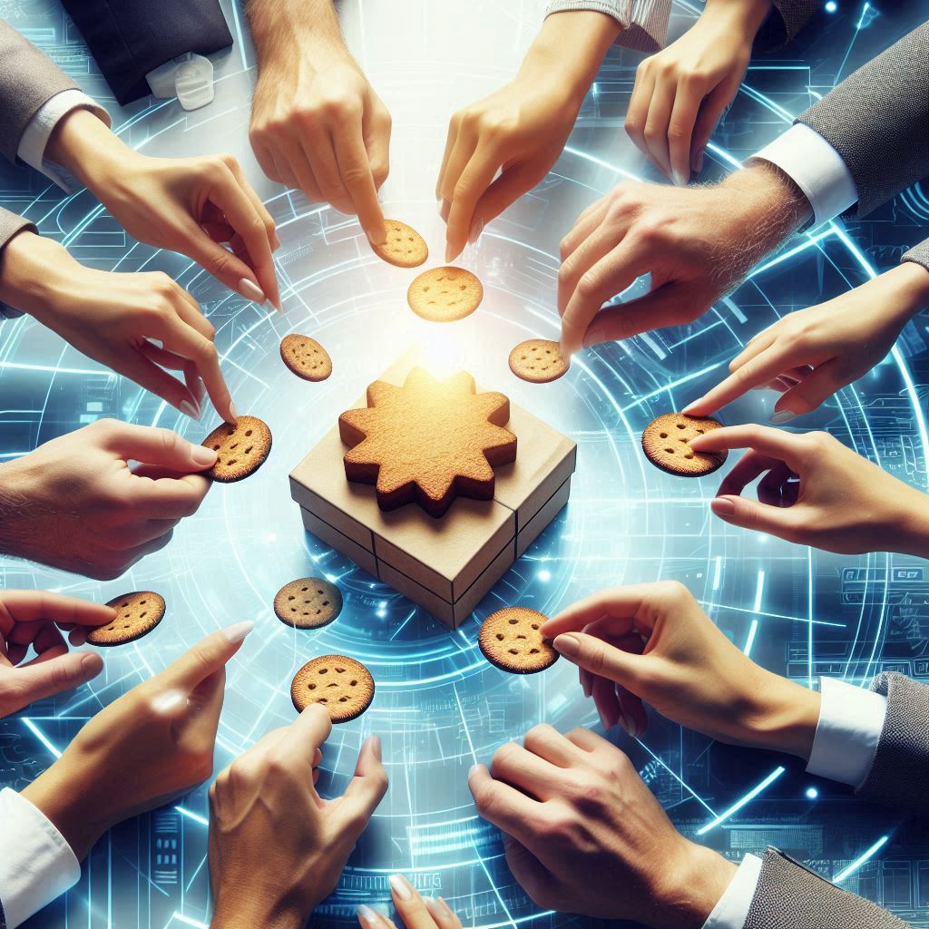 A photo illustrating the concept of competition, potentially showing multiple hands reaching for the same item.