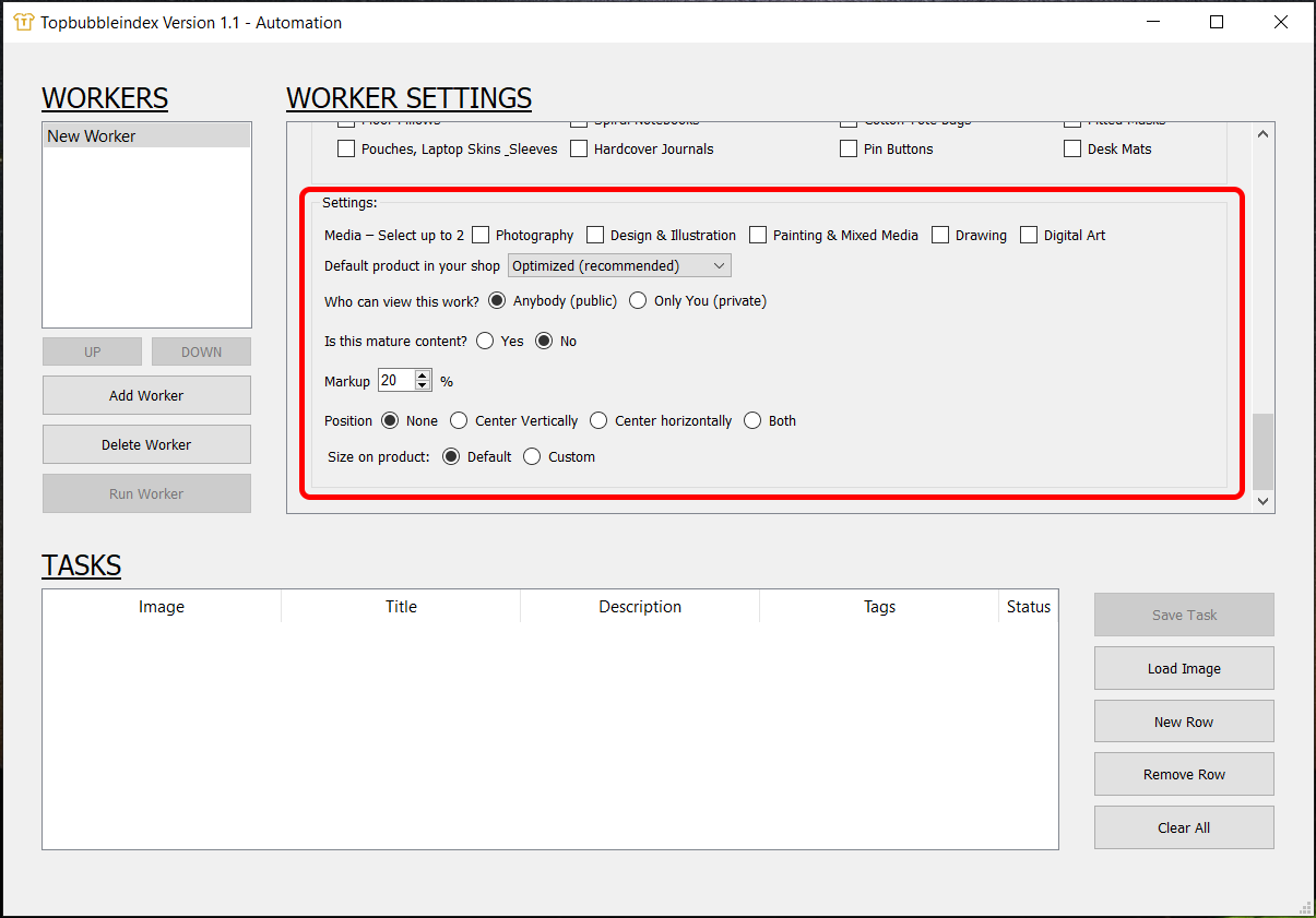 Topbubbleindex settings option