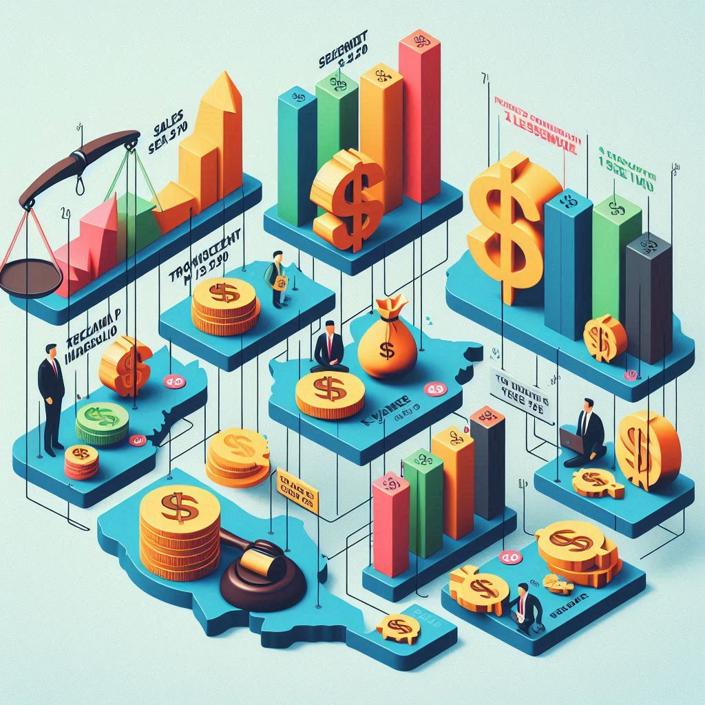 A visual representation of sales tax thresholds, showcasing the varying revenue or transaction limits that trigger the need for a seller's permit in different states.